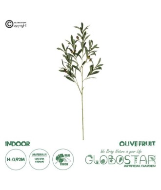GloboStar® Artificial Garden OLIVE FRUIT BRANCH 21450 Τεχνητό Διακοσμητικό Κλαδί Ελίας Y92cm